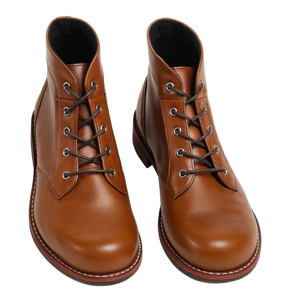 Men’s Brown Leather Lace-Up Boots – Size EU46 / US12 (Tanner) NWT